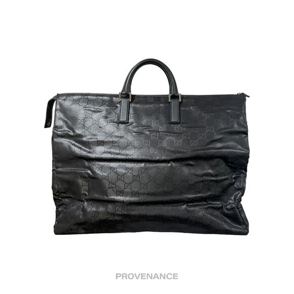 🔴 Gucci Large Travel Tote Bag  - Black GG Nylon Canvas - Picture 2 of 14